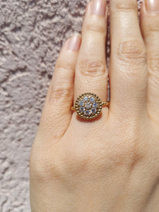 Diamond Pave Cluster Ring - 14K Yellow Gold