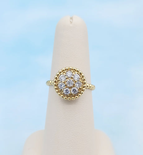 Diamond Pave Cluster Ring - 14K Yellow Gold