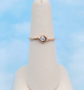 Diamond Heart Promise Ring - 10K Rose Gold