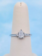 Load image into Gallery viewer, Pear-Shaped Diamond Ring with Diamonds on each side - 10K White Gold