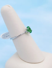 Load image into Gallery viewer, Synthetic Oval Emerald Green Ring - 14K White Gold