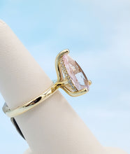 Load image into Gallery viewer, 5 Carat Pear Shaped Morganite Ring with Hidden Halo - 14K Yellow Gold - Marie&#39;s Custom Design