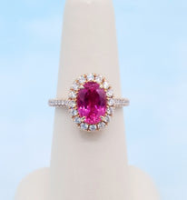 Load image into Gallery viewer, Oval Rubellite and Diamond Ring - 14K Rose Gold
