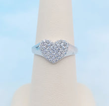 Load image into Gallery viewer, Signet Heart Ring with CZ - Sterling Silver