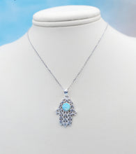 Load image into Gallery viewer, Opal Hamsa Pendant &amp; Chain - Sterling Silver