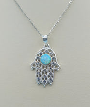 Load image into Gallery viewer, Opal Hamsa Pendant &amp; Chain - Sterling Silver