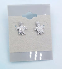 Load image into Gallery viewer, CZ Turtle Stud Earrings - Sterling Silver