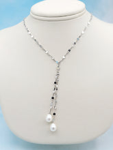 Load image into Gallery viewer, Mirror Chain with Pearls Lariat Necklace