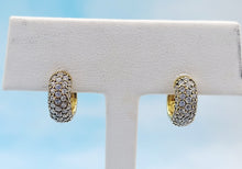 Load image into Gallery viewer, Safety Lock Hoops with Pave CZ - Gold Plated Sterling Silver