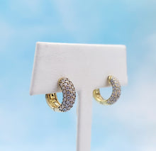 Load image into Gallery viewer, Safety Lock Hoops with Pave CZ - Gold Plated Sterling Silver