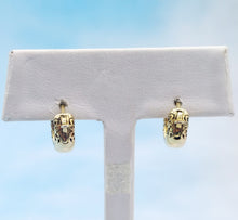 Load image into Gallery viewer, Safety Lock Hoops with Pave CZ - Gold Plated Sterling Silver