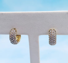 Load image into Gallery viewer, Safety Lock Hoops with Pave CZ - Gold Plated Sterling Silver