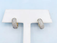 Load image into Gallery viewer, Safety Lock Hoops with Pave CZ - Gold Plated Sterling Silver