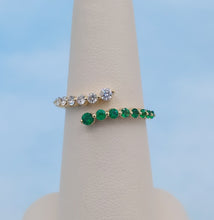 Load image into Gallery viewer, Emerald and Diamond Bypass Ring - 14K Gold