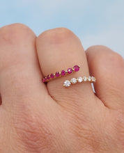 Load image into Gallery viewer, Ruby and Diamond Bypass Ring - 14K