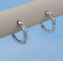 Load image into Gallery viewer, Baguette Huggie Hoops - Sterling Silver