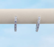 Load image into Gallery viewer, Pave CZ Huggie Earrings - Sterling Silver