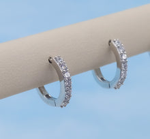 Load image into Gallery viewer, Pave CZ Huggie Earrings - Sterling Silver