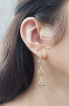 Load image into Gallery viewer, CZ Triple Chain Link Post Dangle Earrings - Gold Plated Sterling Silver