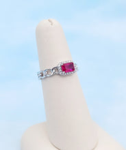 Load image into Gallery viewer, Ruby Chain Link Ring - Sterling Silver