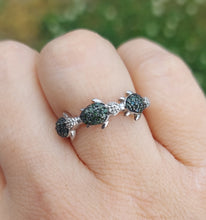 Load image into Gallery viewer, Diamond Turtle Ring - Sterling Silver