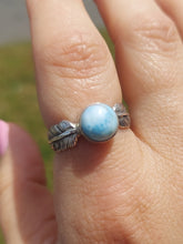 Load image into Gallery viewer, Feather &amp; Larimar Ring - Sterling Silver