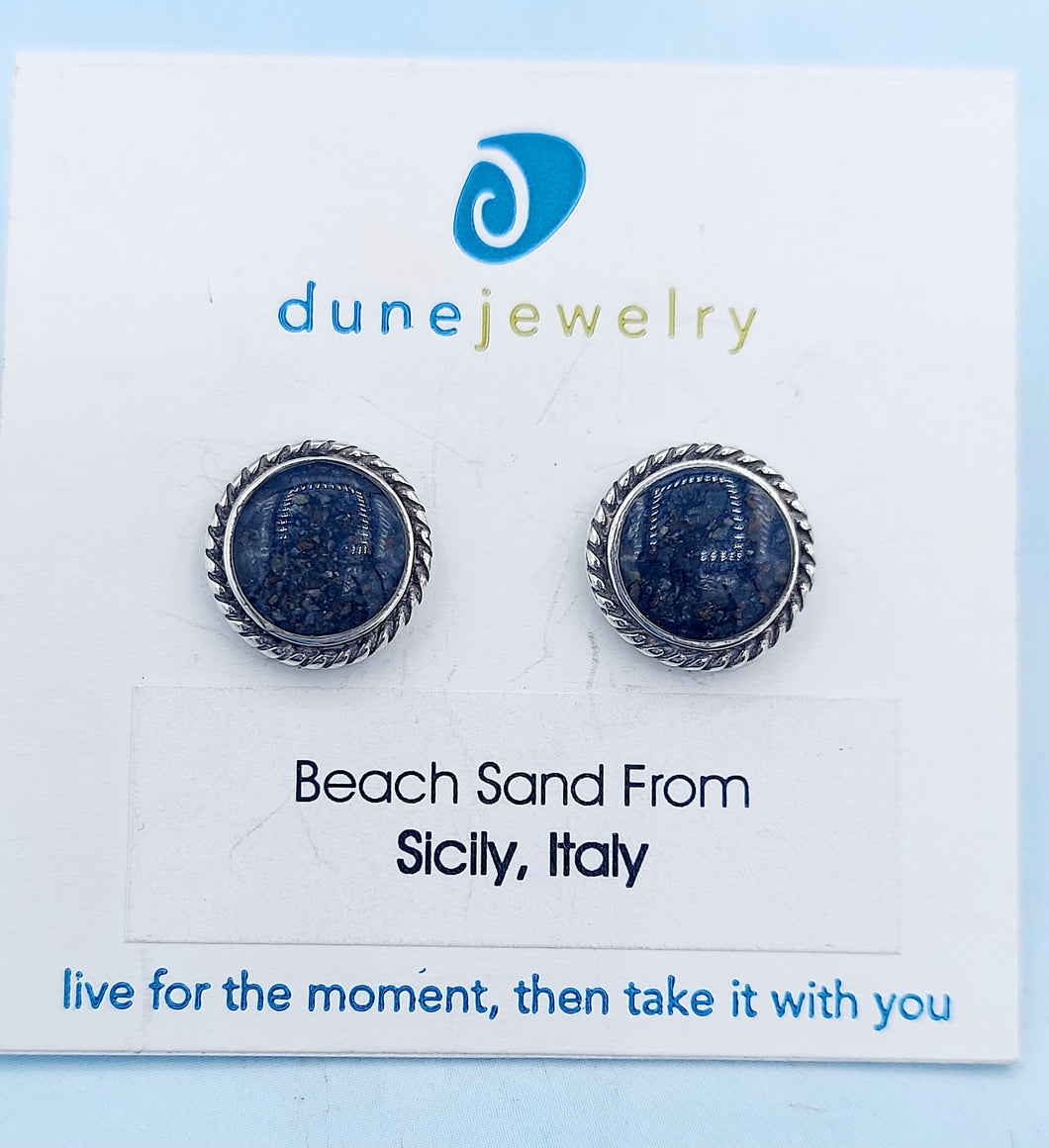 Beach Sand Stud Earring with Rope Detail - Sicily, Italy
