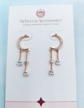Load image into Gallery viewer, Crescent Moon CZ Rose Gold Earring