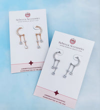 Load image into Gallery viewer, Crescent Moon CZ Rose Gold Earring