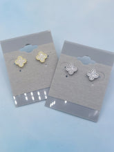 Load image into Gallery viewer, CZ Four Leaf Clover Stud Earrings