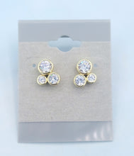 Load image into Gallery viewer, Triple CZ Stud Earrings - Sterling or Gold Plated