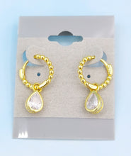 Load image into Gallery viewer, Beaded Huggie with Pear Shaped Drop