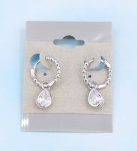 Load image into Gallery viewer, Beaded Huggie with Pear Shaped Drop
