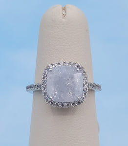 Moonstone & Cubic Zirconia Ring- Sterling Silver