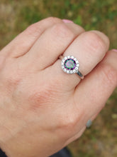 Load image into Gallery viewer, Round Mystic Topaz with Halo Ring - Sterling Silver