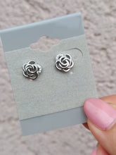 Load image into Gallery viewer, Rose Flower CZ Stud Earrings
