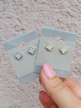 Load image into Gallery viewer, CZ Four Leaf Clover Stud Earrings