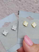 Load image into Gallery viewer, CZ Four Leaf Clover Stud Earrings