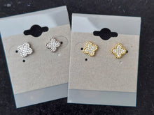 Load image into Gallery viewer, CZ Four Leaf Clover Stud Earrings