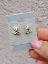 Load image into Gallery viewer, Triple CZ Stud Earrings - Sterling or Gold Plated