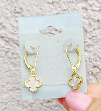 Load image into Gallery viewer, Quatrefoil Leverback Earrings - Gold Plated Sterling Silver
