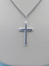 Load image into Gallery viewer, Plain Polished Cross &amp; 18 Inch Chain - Sterling Silver