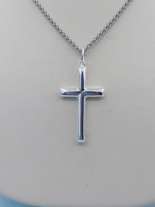 Plain Polished Cross & 18 Inch Chain - Sterling Silver