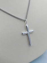 Load image into Gallery viewer, Plain Polished Cross &amp; 18 Inch Chain - Sterling Silver