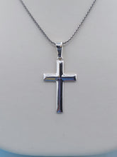 Load image into Gallery viewer, Flat Polished Cross &amp; 20 Inch Chain - Sterling Silver