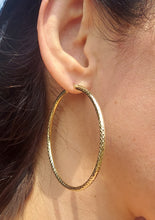 Load image into Gallery viewer, 2.5" Large Diamond-cut Hoop Earrings - 14K Yellow Gold