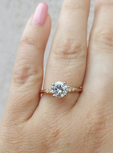 1.07 Carat Round Engagement Ring - 14K Yellow Gold - One Of A Kind