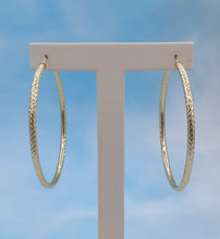 Load image into Gallery viewer, 2.5" Large Diamond-cut Hoop Earrings - 14K Yellow Gold