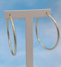 Load image into Gallery viewer, 2.5" Large Diamond-cut Hoop Earrings - 14K Yellow Gold