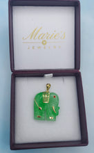 Load image into Gallery viewer, Green Jade Elephant Pendant - 14K Yellow Gold